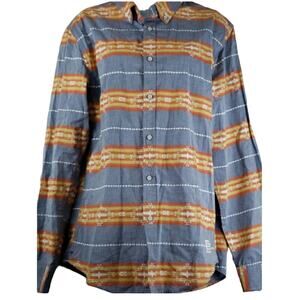 Adam Levine Orange/Blue Aztec Button Up LS Shirt Medium